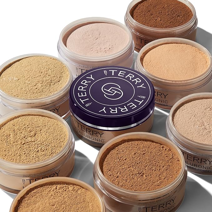 By Terry Hyaluronic Tinted Hydra-Powder, Non-Drying Loose Face Setting Powder, Blur Imperfections & Mattify, Dark, 0.35 oz