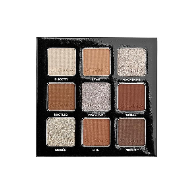 Sigma Beauty On-the-Go Eyeshadow Palette - Spicy - 9 Bold Eyeshadow Shades in Matte, Shimmer and Metalic Finishes - Highly Pigmented Vegan Eye Makeup Palette - Clean Beauty Products
