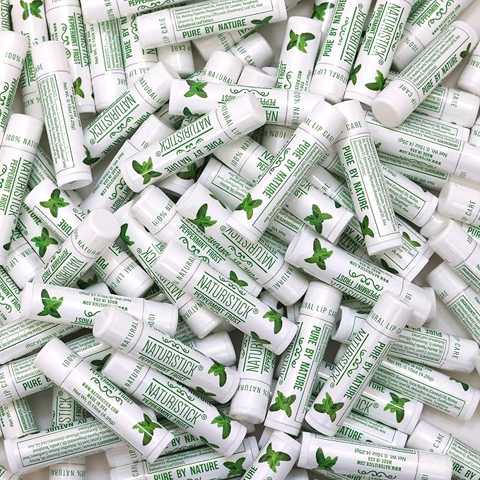 150-Pack Lip Balm in Bulk by Naturistick. Peppermint Scent. 100% Natural Ingredients. Best Beeswax Chapstick for Dry, Chapped Lips. Made in USA