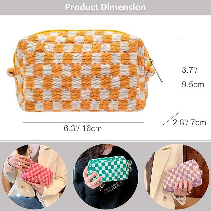Pazimiik checkered makeup bag for