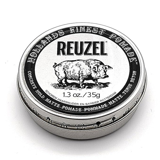 REUZEL Concrete Matte Pomade, Strong All Day Hold, Water Soluble Styling, No Shine and Flake Free, Easy To Wash Out, For All Hairstyles, 1.3 oz
