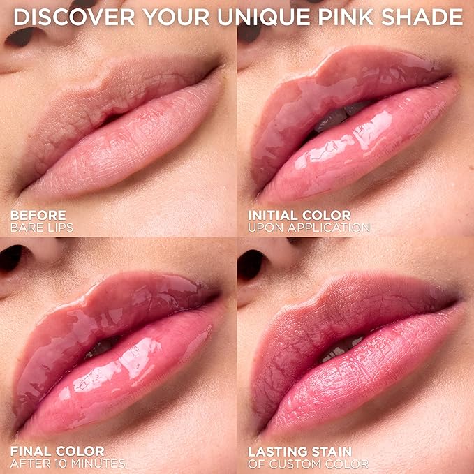 L'Oreal Paris Plump Ambition pH Hyaluron Lip Oil, Color Shifting Lip Tint with 24HR Hydration, Volumizing Shine and Lasting Color, 090 pH Berry Noir