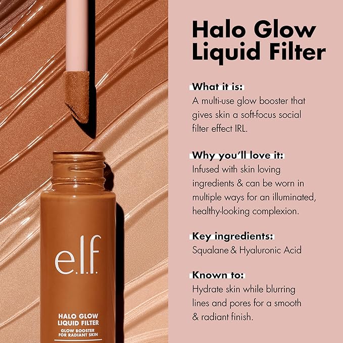 e.l.f. Halo Glow Liquid Filter, Complexion Booster For 2 Fair/Light