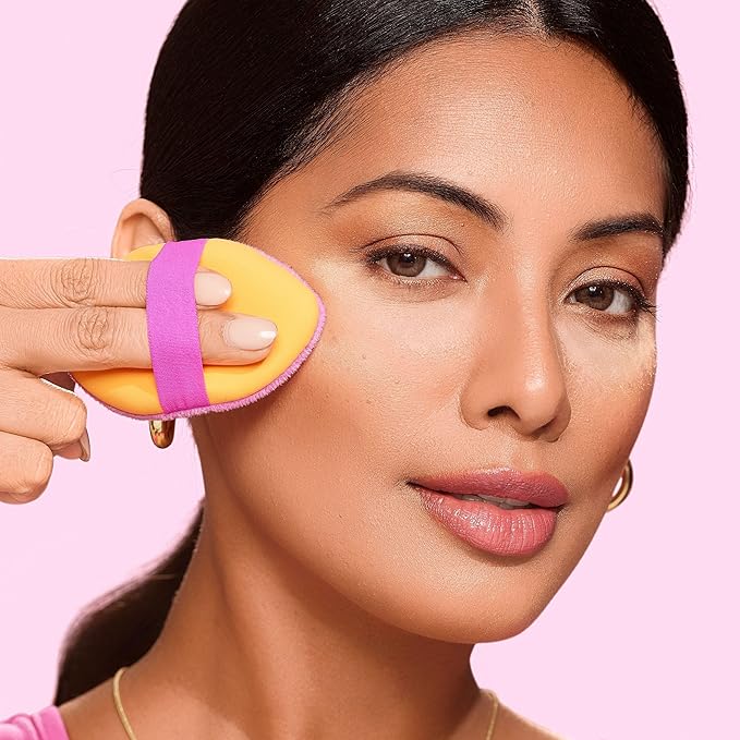 Real Techniques Miracle 2-In-1 Powder Puff 4 Pack, Dual-Sided, Full Size Makeup Blending Puff, Reversible Elastic Band, Makeup Sponge & Powder Puff, For Liquid, Cream & Powder Products, Cruelty-Free