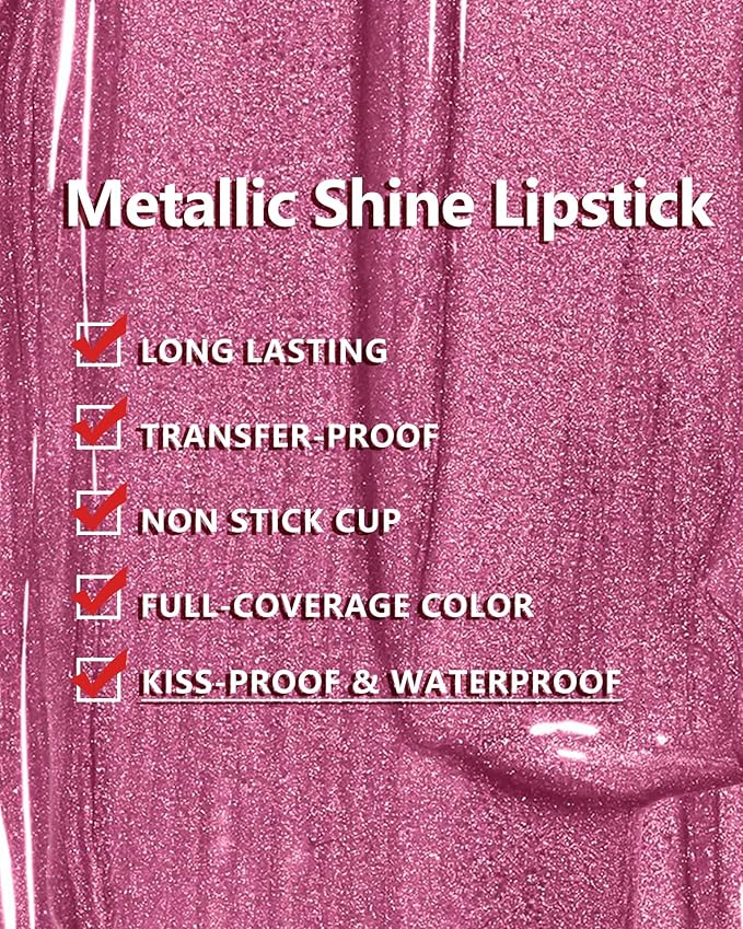 MAKI YIKA Brown Lipstick for Women Metallic Lipsticks Glitter Long Lasting Lipstick No Smudge No Transfer Liquid Lip Gloss (BR04 After Heat)