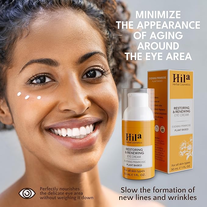 Restoration and Renewal Eye Cream – Evening Primrose Plant Based - Under Eye Cream for All Skin Types, Hydrating Eye Cream, Eye Wrinkle Cream for Women & Men - 30ml