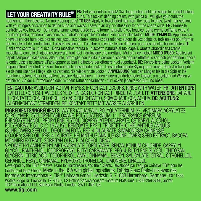 TIGI Bed Head Curls Rock Amplifier Curly Hair Cream For Defined Curls