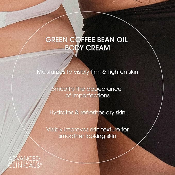 Advanced Clinicals Thermo Firming Green Coffee Bean Moisturizer Body Cream | Anti Cellulite Caffeine Firming Lotion For Legs, Arms, & Body | Skin Care Products | Aging Skin Tightening Cream, 2-Pack