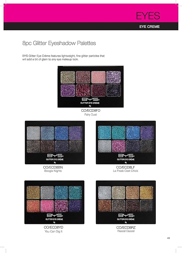 BYS Glitter Gel Makeup Palette 8 shades -