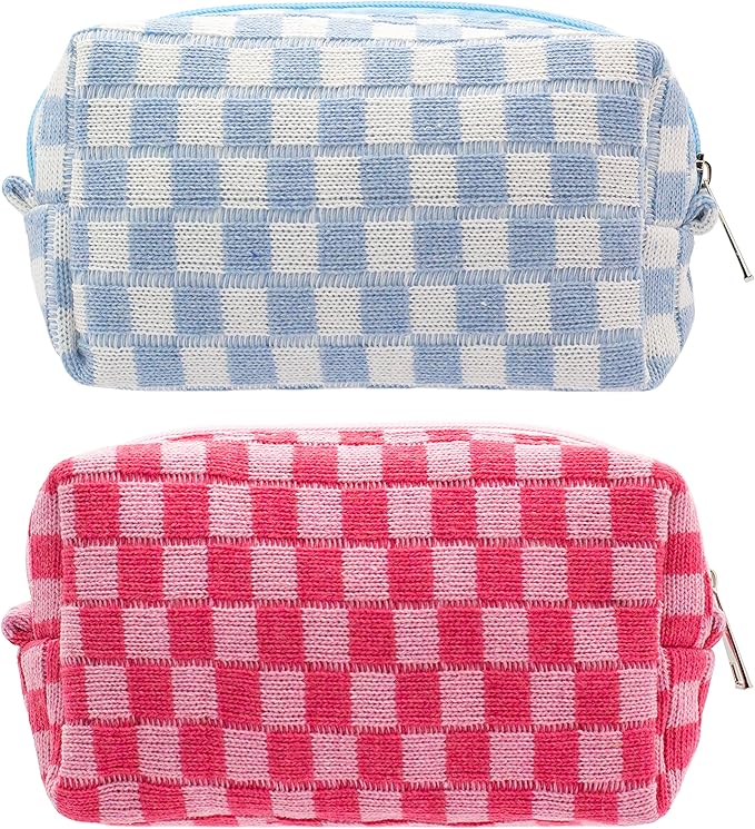 Pazimiik checkered makeup bag for