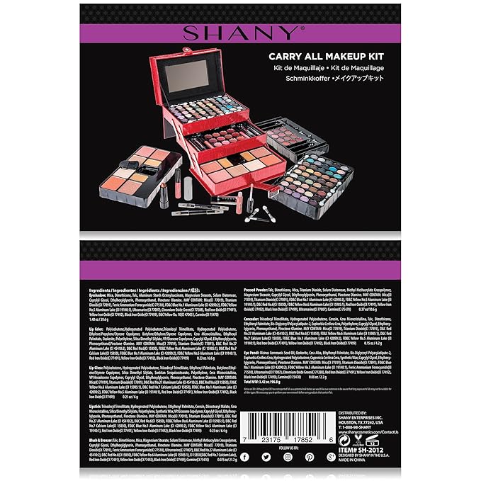 SHANY All In One Makeup Kit (Eyeshadow, Blushes, Face Powder, Lipstick, Eye liners, Makeup Pencils and Makeup Mirror - Makeup Set With Reusable Makeup Storage Box - Red