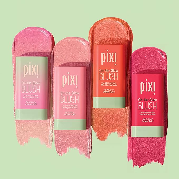 Pixi On-the-Glow Blush - Ruby, Hydrating Tinted Moisture Blush Stick with Ginseng, Aloe Vera & Fruit Extracts, For Cheeks & Lips, 19g / 0.6oz, Paraben-Free
