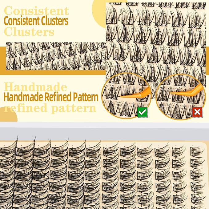Eyelash Clusters 10-18mm Wispy Eyelash Clusters D Curl DIY Lash Extension Natural Lash Clusters Individual Lashes (LF02 Lashes Only)