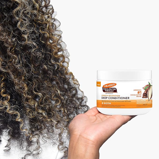 Palmer's Cocoa Butter & Biotin Length Retention Deep Conditioner, Strengthen, Nourish and Restore Elasticity and Shine, Suitable for All Curly Hair Patterns 8.5 Ounce