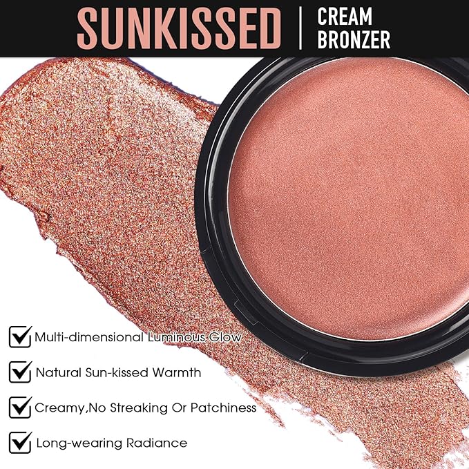 UCANBE Face & Body Cream Bronzer, Natural Coral Warm Sun-Kissed Glow Blusher, Buildable Blendable for Long Lasting Radiant Glow, Luminous Bronzing Highlighting Multi-Use Makeup Palette