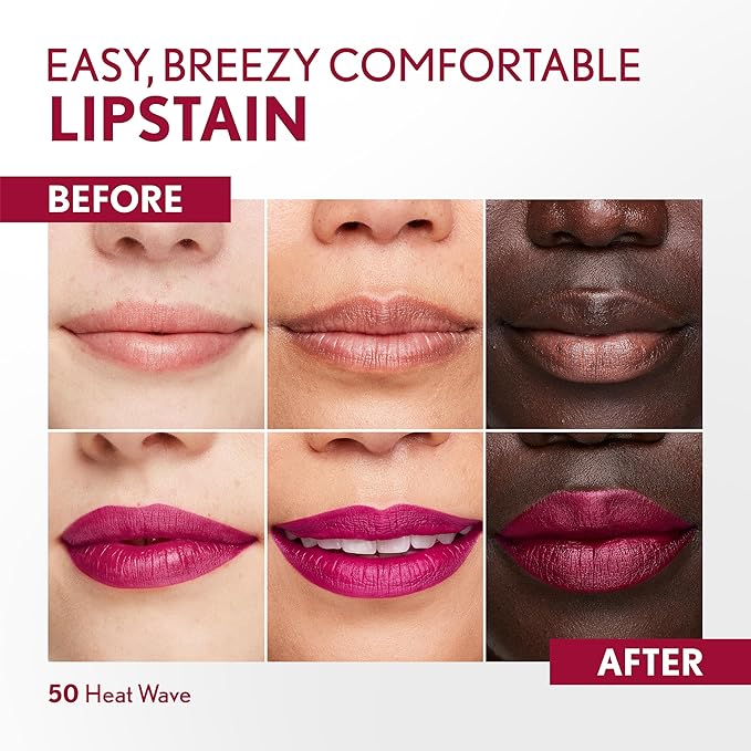 COVERGIRL Outlast, 50 Heat Wave, Lipstain, Smooth Application, Precise Pen-Like Tip, Transfer-Proof, Satin Stained Finish, Vegan Formula, 0.06oz