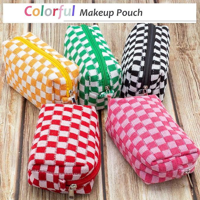 Pazimiik checkered makeup bag for