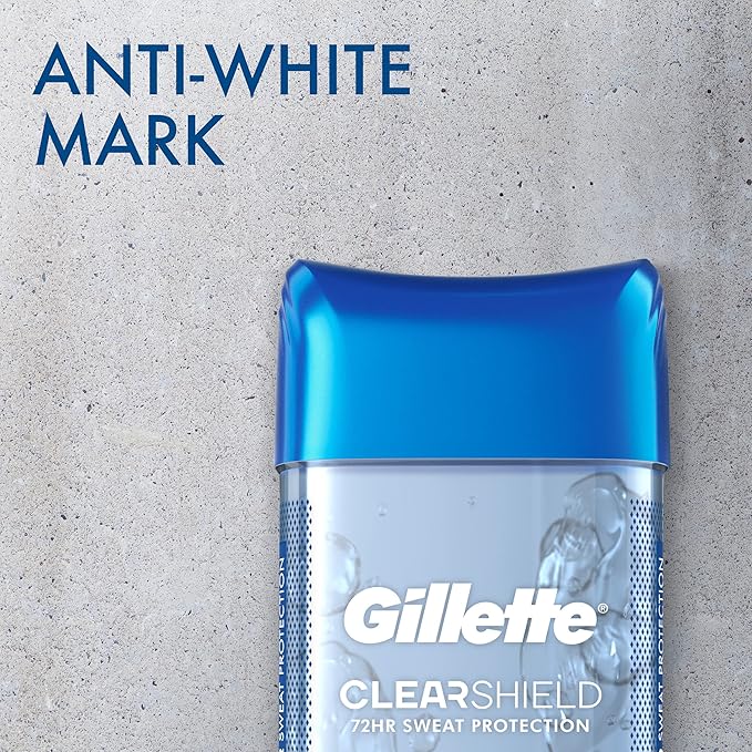 Gillette Antiperspirant and Deodorant for Men, 72hr Sweat & Odor Protection, Long Lasting Freshness, Anti-White Mark Technology, Clear Gel, Wild Rain Scent, 3.8 oz (Pack of 2)